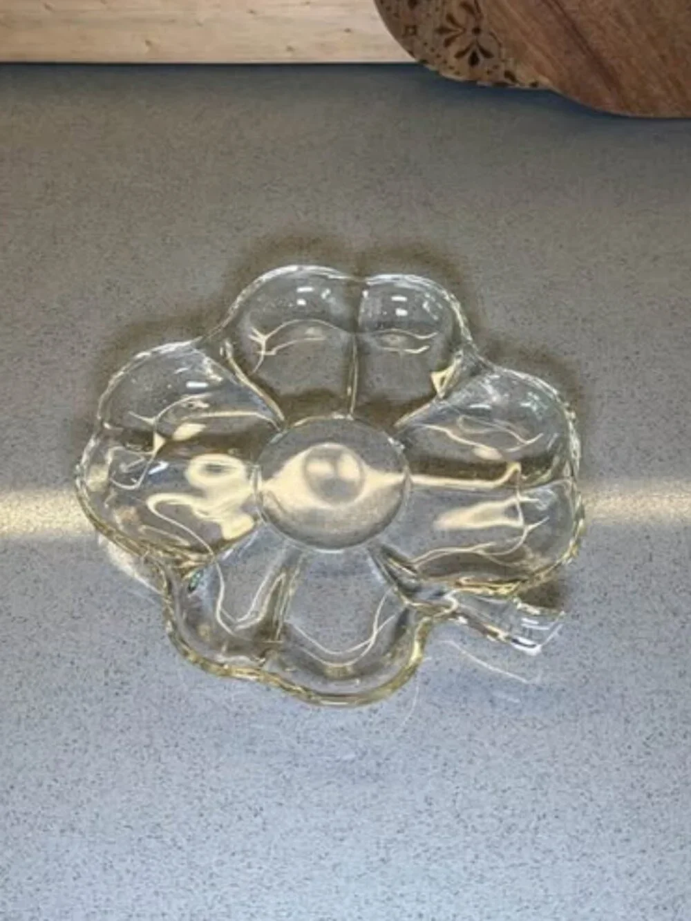 Vintage Clear Glass Four Leaf Clover Trinket Dish